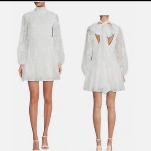 Badgley Mischka ivory Ansley print with bow tie back detail dress size 12